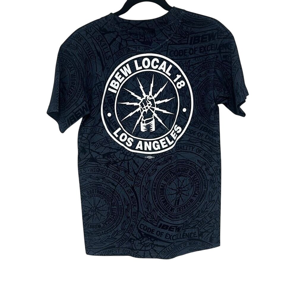 Vintage Union Made Mens Charcoal Grey Ibew Local 18 Los Angeles T-shirt Medium